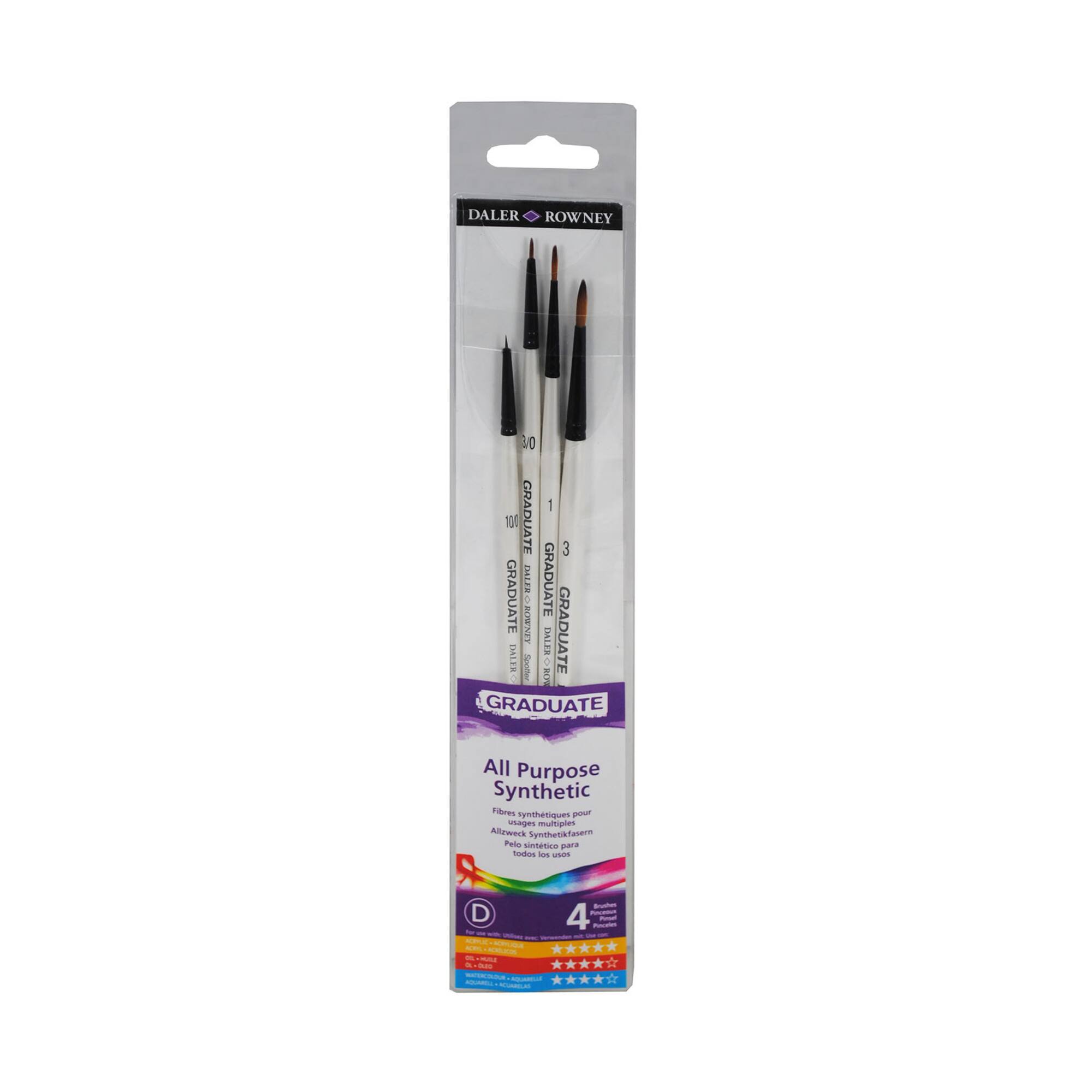Daler‑Rowney® Graduate Detail Synthetic Short Handle Paintbrushes Set